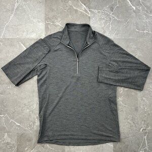 Lululemon Surge Shirt Mens Large 1/2 Zip Pullover Running Yoga Workout Grey Gray